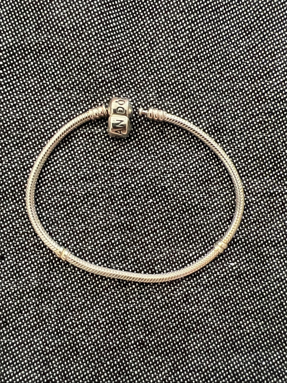 😎 Pandora Moments Barrel Clasp Snake Chain Bracelet  Sterling Silver. 8.25”